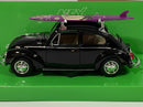 vw beetle black with surf board 1:24 scale welly 22436sbbk