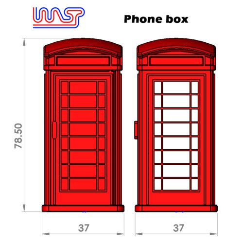 red telephone box slot car scenery 1 unit new 1:32 scale wasp