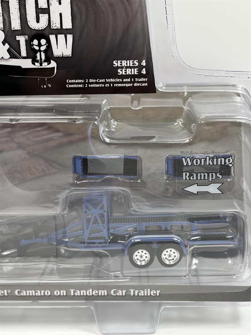 1968 Chevy C-10 and 1967 Chevrolet Camaro on Trailer 1:64 Greenlight 31140A