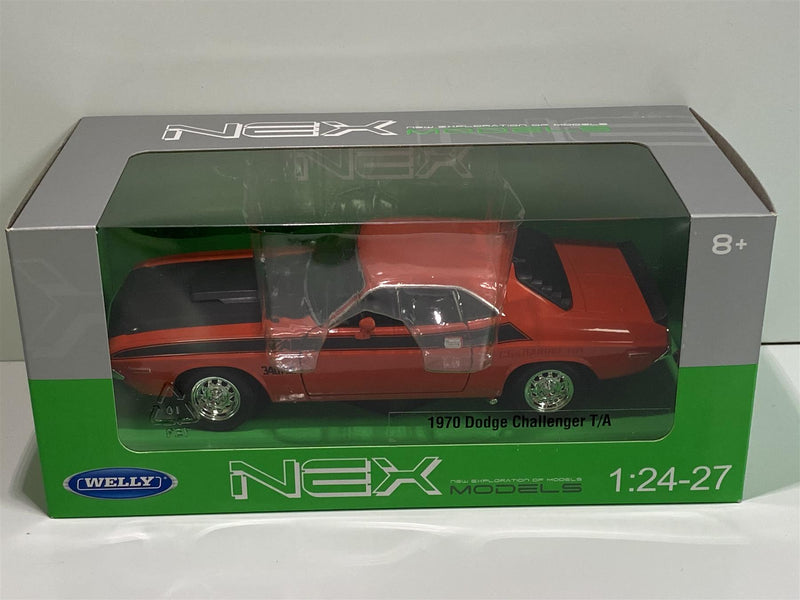 dodge challenger t/a orange 1:24 scale welly 24029o