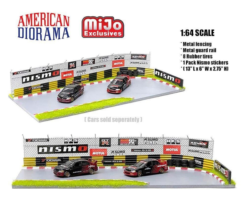 race track diorama 1:64 scale includes advan decals mijo exclusives american diorama