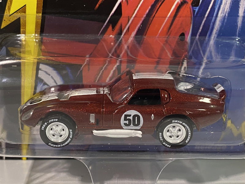 1965 shelby cobra daytona coupe burgundy johnny lightning 50th year 1:64 jlcg018b