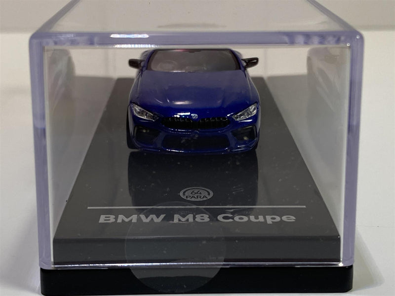bmw m8 coupe rhd blue 1:64 scale paragon 65212r