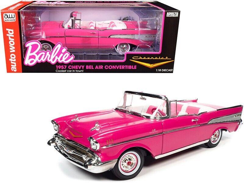 Barbie Chevrolet Convertible 1957 Pink 1:18 Scale Auto World AWSS128
