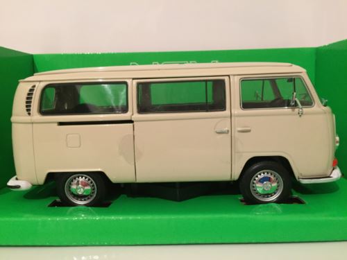 vw bus t2 1972 beige welly 22472be new 1:24 scale