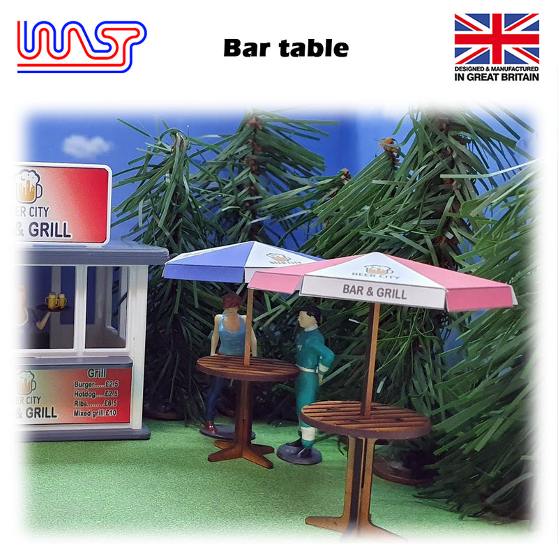 slot car scenery track side bar table and umbrella blue 1:32 wasp