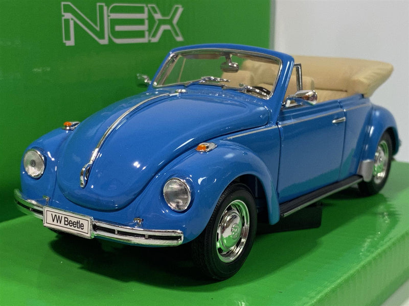 vw volkswagen beetle convertible blue 1:24 scale 22091b
