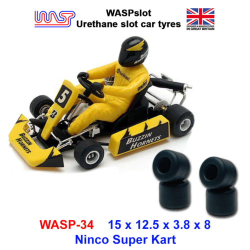 urethane slot car tyres x 4 wasp 34 ninco super kart 1:32