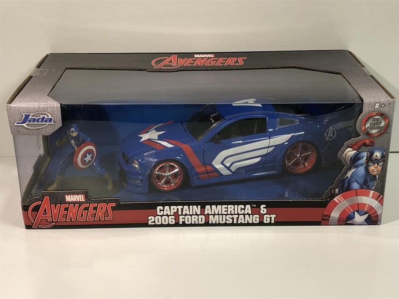 captain america 2006 ford mustang with figure 1:24 scale jada 31187