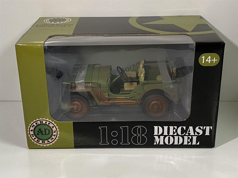 military police 1944 willys jeep dirty 1:18 scale american diorama 77406a