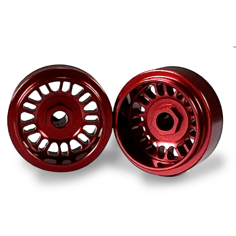 staffs aluminium wheels 2 x bbs deep dish red front 15.8 x 8.5mm staffs slot cars 105
