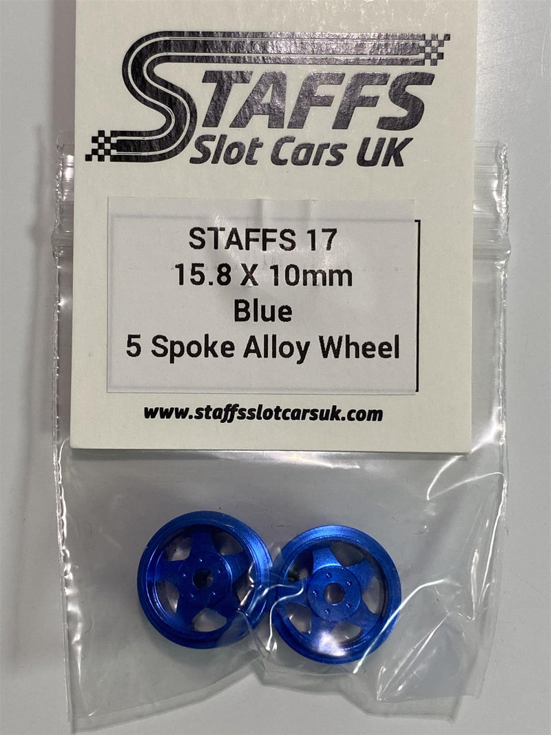 staffs slot cars uk 15.8 x 10mm blue 5 spoke alloy wheels staffs 17