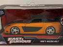 fast and furious hans mazda rx7 1993 orange black 1:32 scale jada 30736