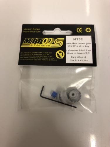 mitoos m232 2 x in line crown 25 + 27 tooth z9 + key
