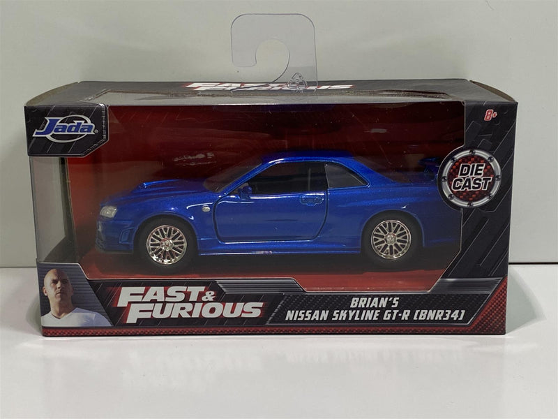 fast and furious nissan skyline gtr r34 blue 1:32 scale jada 97185