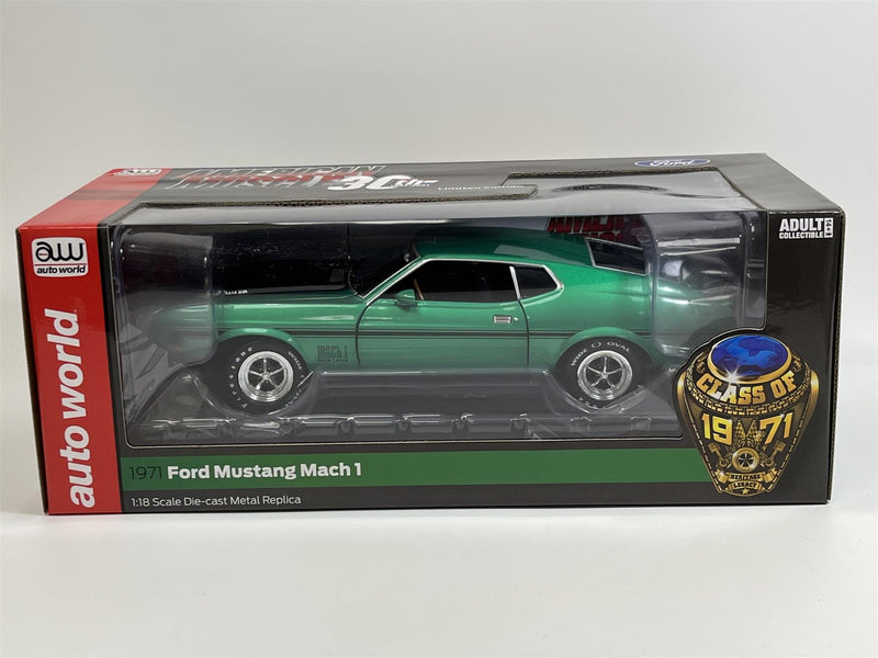 1971 Ford Mustang Mach 1 Green 1:18 Scale Auto World 1262