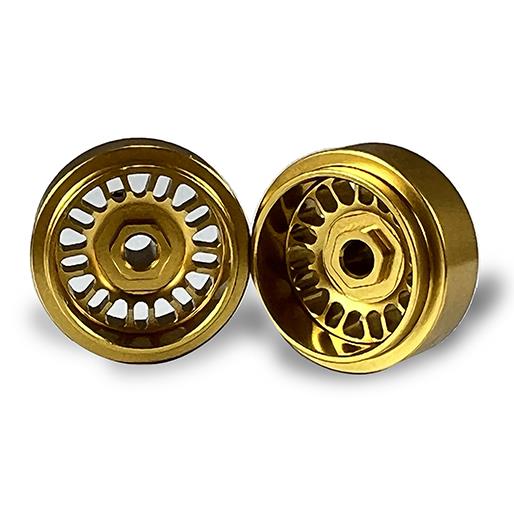 staffs aluminium wheels 2 x bbs deep dish gold front 15.8 x 8.5mm staffs slot cars 102