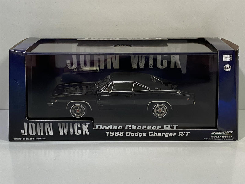 john wick 1968 dodge charger r/t black 1:43 scale greenlight 86608