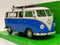 1963 Volkswagen T1 Bus Blue With Surfboard 1:24 Scale Welly 22095SBW