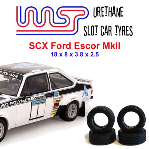 urethane slot car tyres x 4 wasp 17 scx ford escort mkii rally front rear
