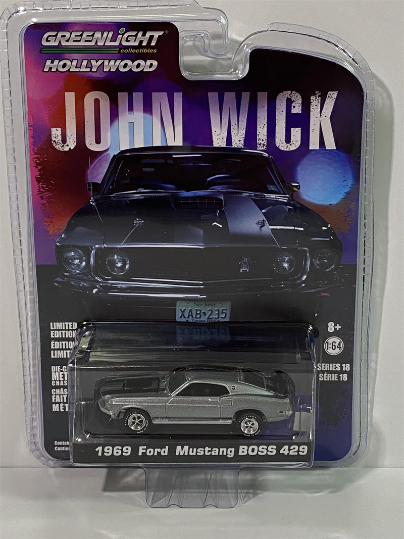 1966 Ford Mustang Boss 429 (John Wick), Gray - Greenlight 44780E/48 - 1/64 Scale Diecast Car 1966 Ford Mustang Boss 429 (John Wick), Gray - Greenlight 44780E/48 - 1/64 Scale Diecast Car