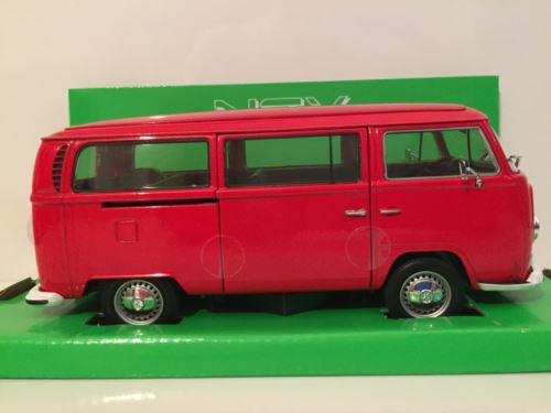 1972 volkswagen bus t2 red welly 22472 1:24 scale