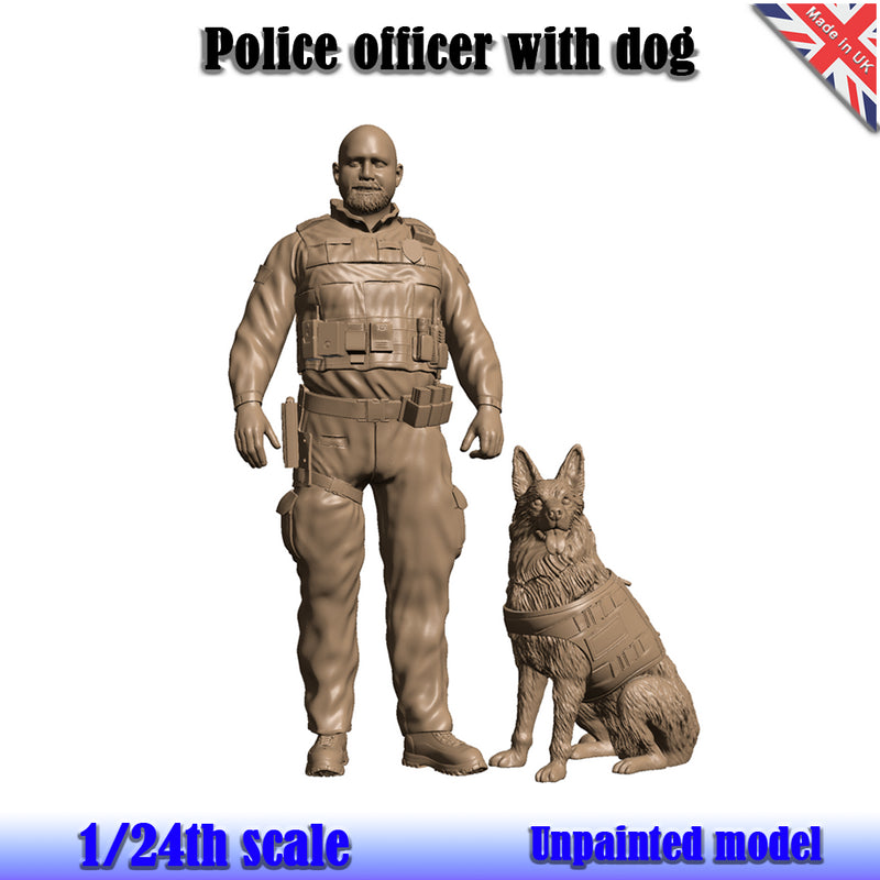 Police Officer & Dog Unpainted Figure 1:24 Scale Wasp PO Do 24