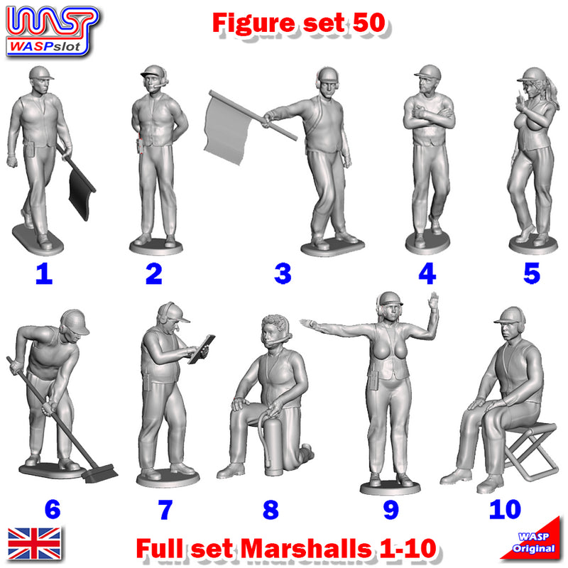 Trackside Unpainted Figures Scenery Display 10 x Marshals Set 50 New 1:32 Scale WASP