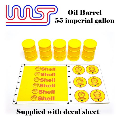 shell yellow 5 x barrel drum 1:32 scale slot car track scenery wasp 55