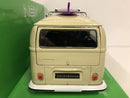 1972 volkswagen bus t2 cream with surfboard 1:24 27 scale welly 22472sbc
