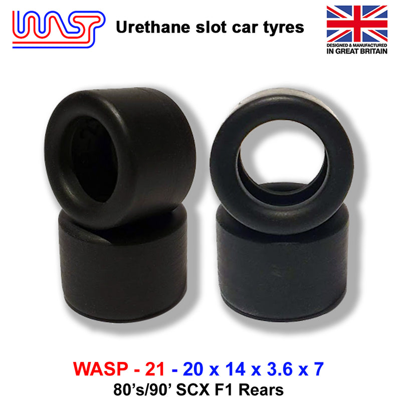 urethane slot car tyres x 4 wasp 21 20 x 14 x 3.6 x 7 scx gt large