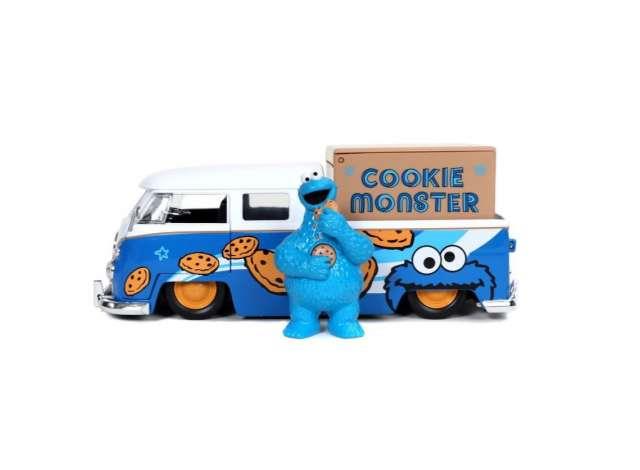 cookie monster and 1963 vw bus pick up sesame street 1:24 jada 31751