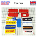 slot car scenery track side tyre wheel rack black with logos 1:32 wasp