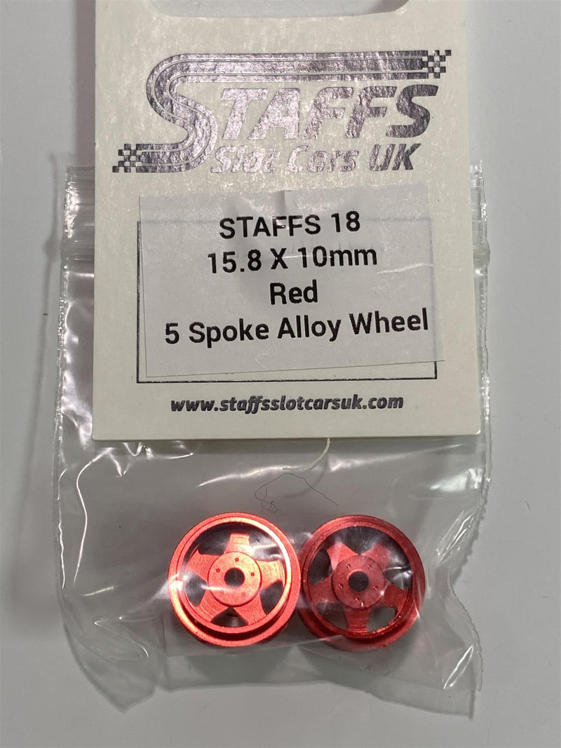 staffs slot cars uk 15.8 x 10mm red 5 spoke alloy wheels staffs 18