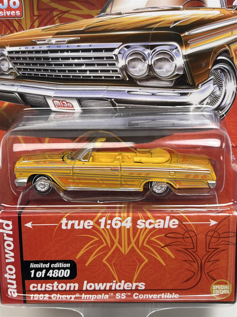 Custom Lowriders 1962 Chevy Impala SS Convertible 1:64 Scale AutoWorld CP7739