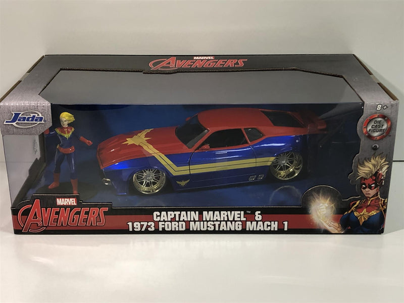 captain marvel 1973 ford mustang with figure 1:24 scale jada 31193