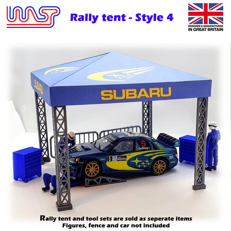 slot car trackside scenery rally service tent blue subaru 1:32 scale wasp