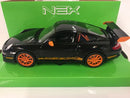 porsche 911 gt3 rs (997) black/orange welly 22495 scale 1:24