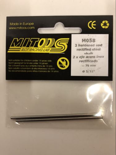 mitoos m058 2 hardened & rectified steel shaft x 2 70mm new