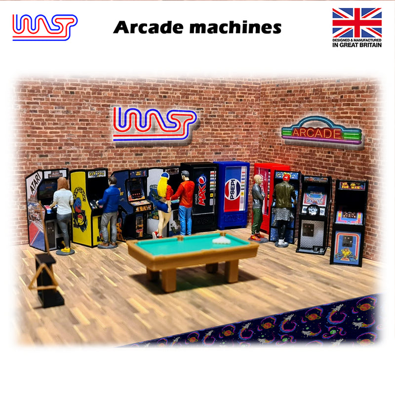 arcade machine ms pac man 1:32 track side scenery pub bar game retro wasp