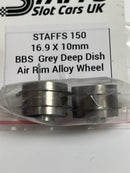 Staffs Slot Cars BBS Style Deep Dish Air Alloy Wheels Grey  16.9 x 10 mm x2 STAFFS 150