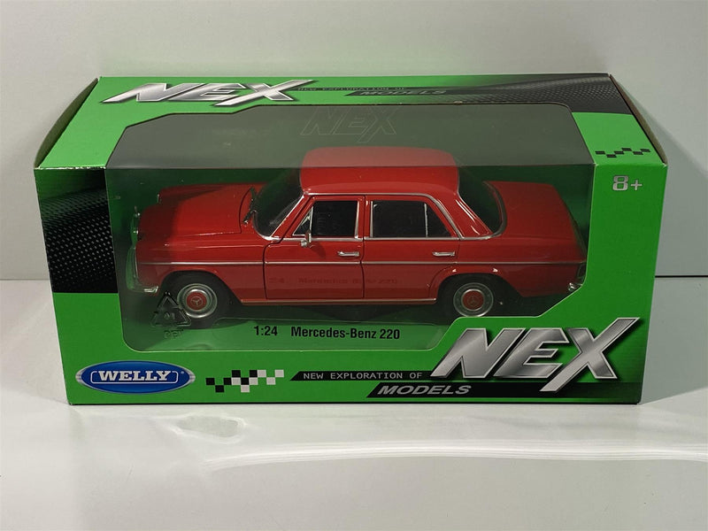mercedes benz 220 red 1:24 scale welly 24091