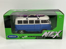 1963 Volkswagen T1 Bus Blue With Surfboard 1:24 Scale Welly 22095SBW