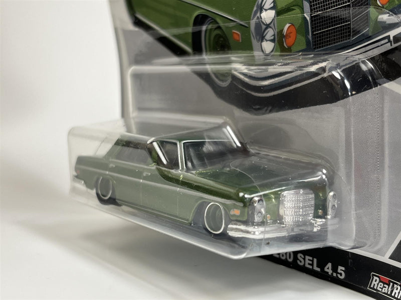 1972 Mercedes Benz 280 Sel 4.5 Auto Strasse Green Hot Wheels 1:64 Scale Real Riders HCK18