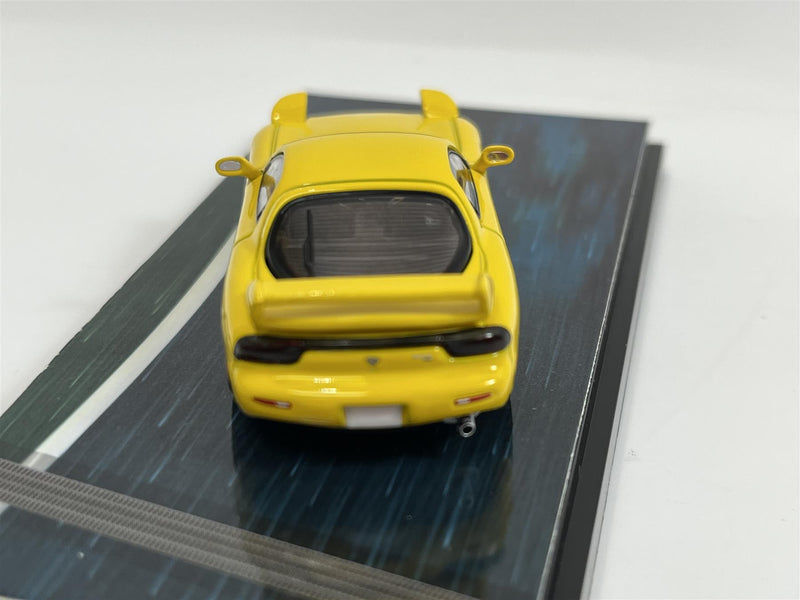 initial d mazda rx-7 fd3s project d yellow diorama set 1:64 scale hobby japan hj66007ad