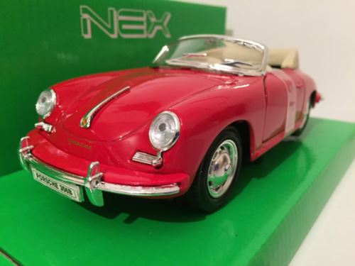 porsche 356b cabriolet red  1:24 scale welly 29390r new