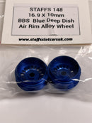 Staffs Slot Cars BBS Style Deep Dish Air Alloy Wheels Blue 16.9 x 10 mm x2 STAFFS 148