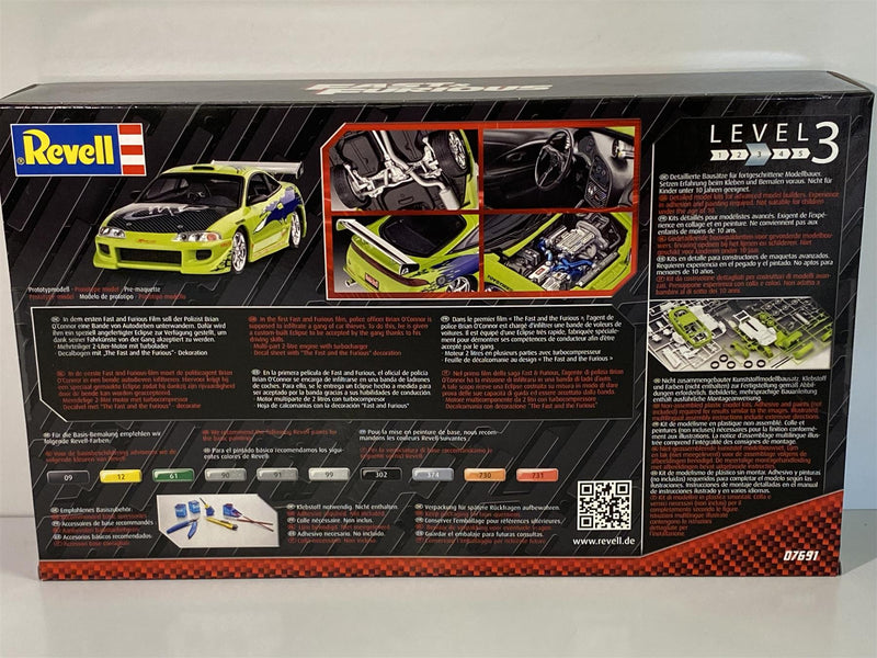 fast and furious brians mitsubishi eclipse 1:25 scale model kit revell 07691