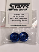 Staffs Slot Cars BBS Style Deep Dish Air Alloy Wheels Blue 16.9 x 10 mm x2 STAFFS 148