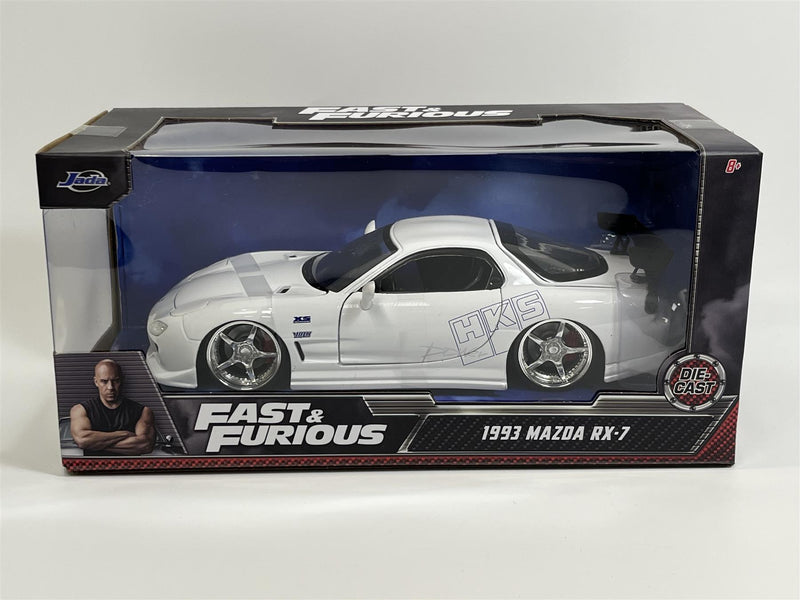 Fast and Furious 1993 Mazda RX-7 White HKS Power 1:24 Scale Jada 32607